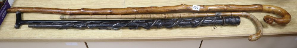A collection of sticks and a crook